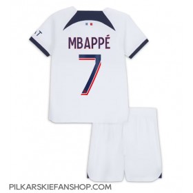 Koszulka piłkarska Paris Saint-Germain Kylian Mbappe #7 Strój wyjazdowy dla dzieci 2023-24 tanio Krótki Rękaw (+ Krótkie spodenki)